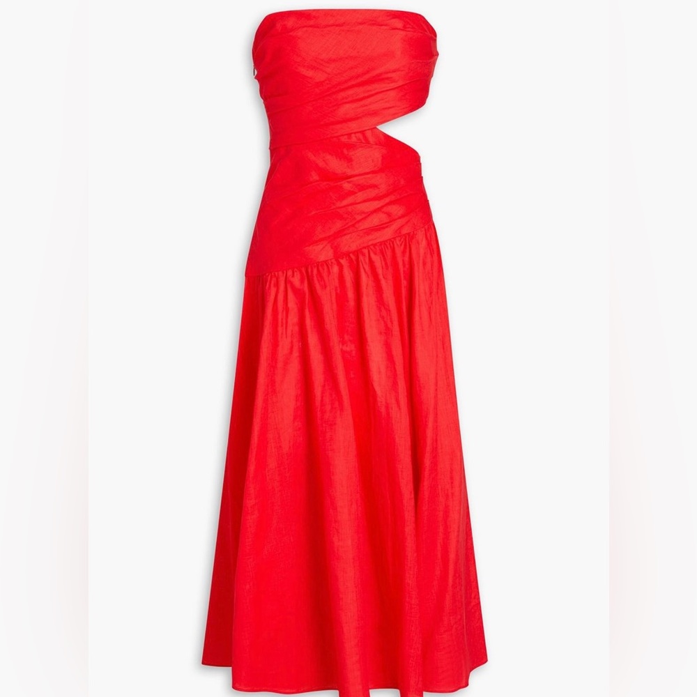 Zimmermann cutout gathered linen-voile midi dress